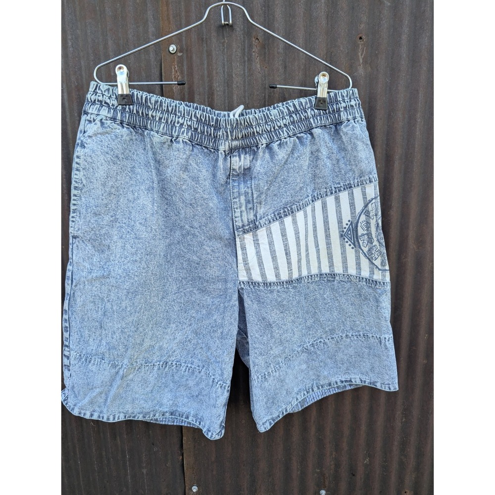 Gitano Acid Wash Denim Patchwork Shorts – Blue